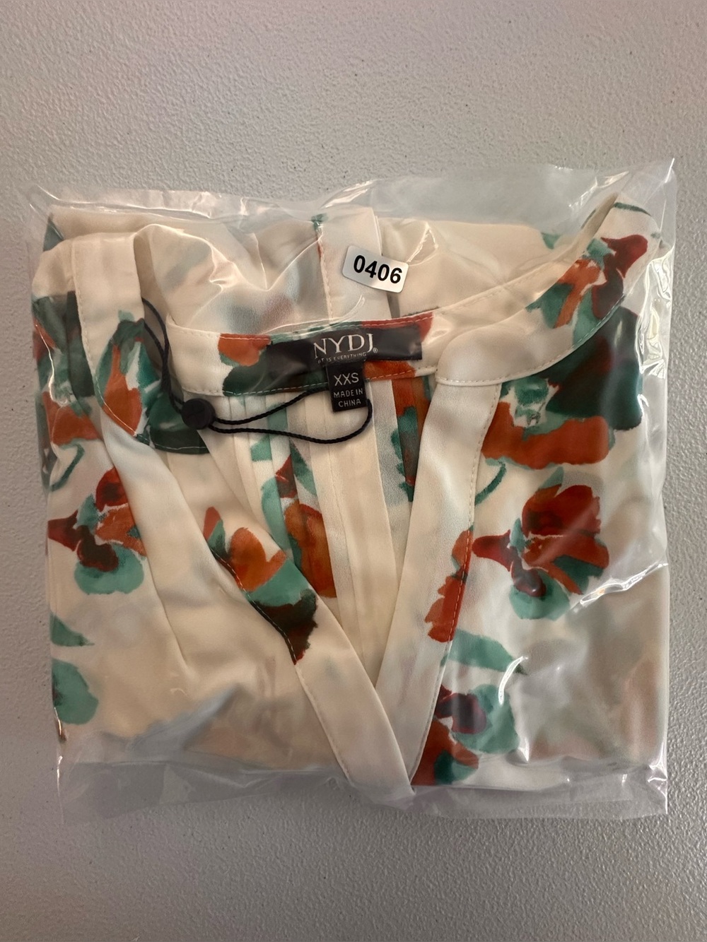 NYDJ Cream Blouse with Red and Green Floral Print - Picture 6 of 6